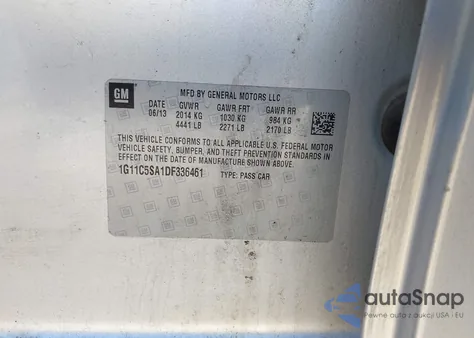 2013 Chevrolet Malibu 1Lt из США, поврежденный, VIN 1G11C5SA1DF336461